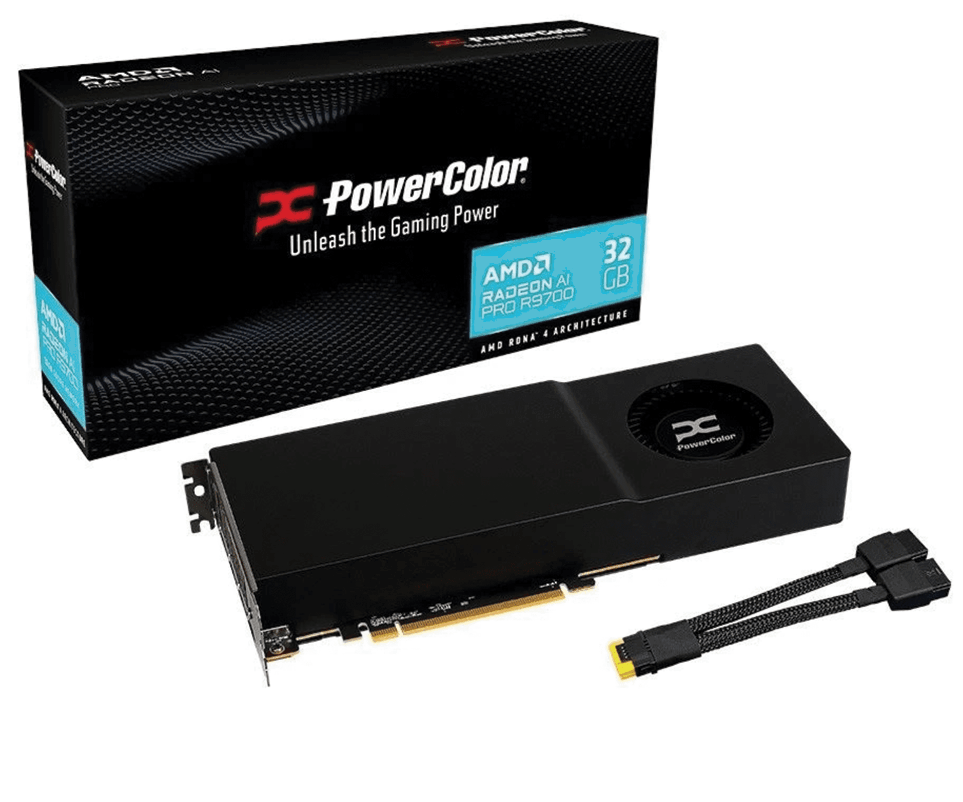 PowerColor Radeon AI PRO R9700 Graphics 32GB GDDR6 Card, AMD RDNA 4 Architecture, PCIe 5.0, 256-bit, 20.0 Gbps, 4x DisplayPort 2.1a, 4096 Stream Processor Units | AI PRO R9700 32G-B – Buy Online