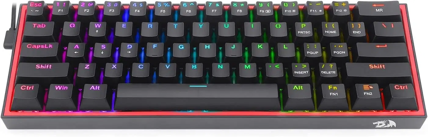 Redragon Fizz 60% Wired Mechanical Gaming Keyboard, Dust-Proof Red Switches, K617-RGB Black | K617-RGB – Buy Online