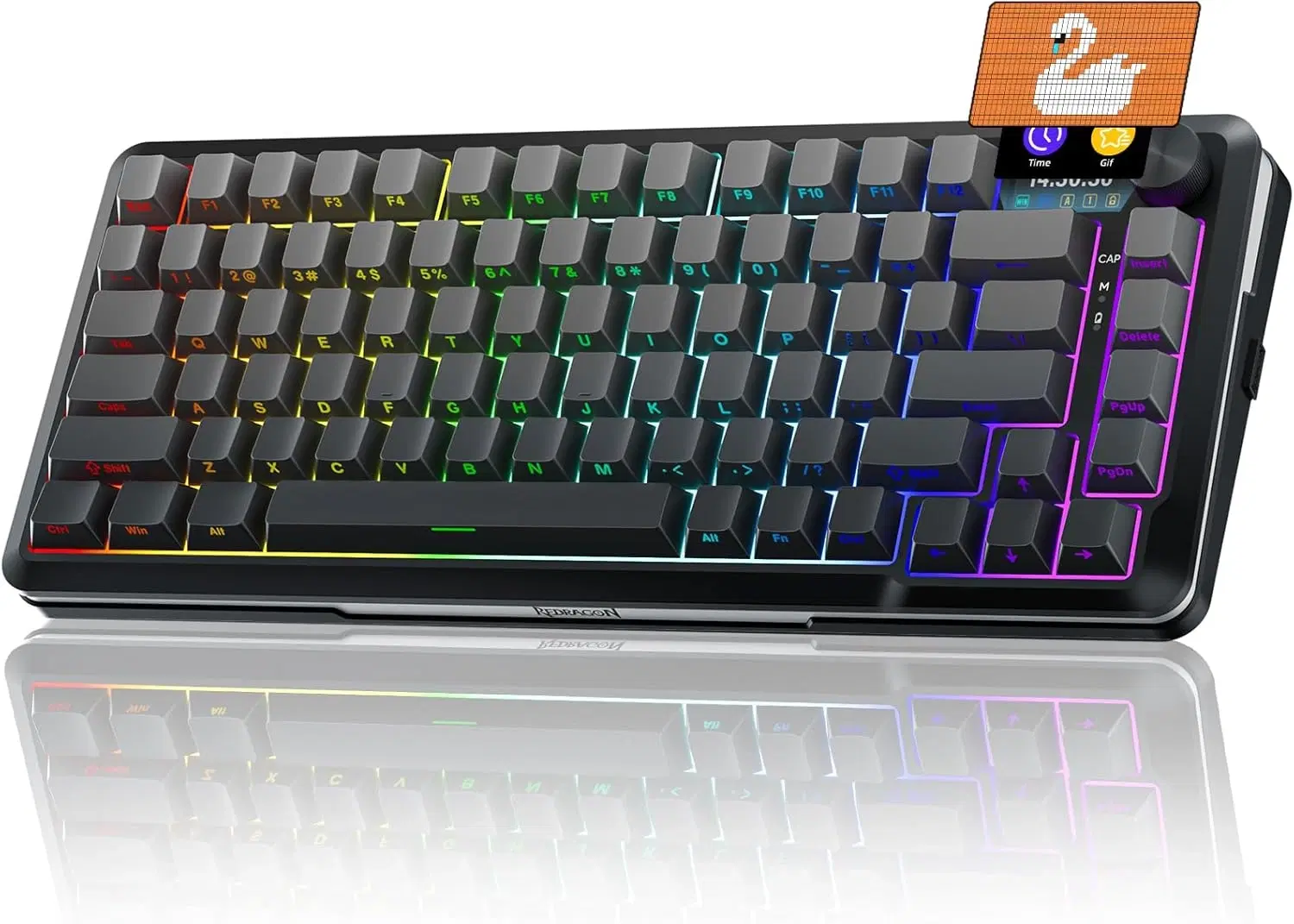 Redragon K708GG-RGB-PRO Flekact Pro Wireless Gasket Mounted Mechanical Keyboard, Tri-Mode, LCD Screen | K708GG-RGB-PRO – Buy Online