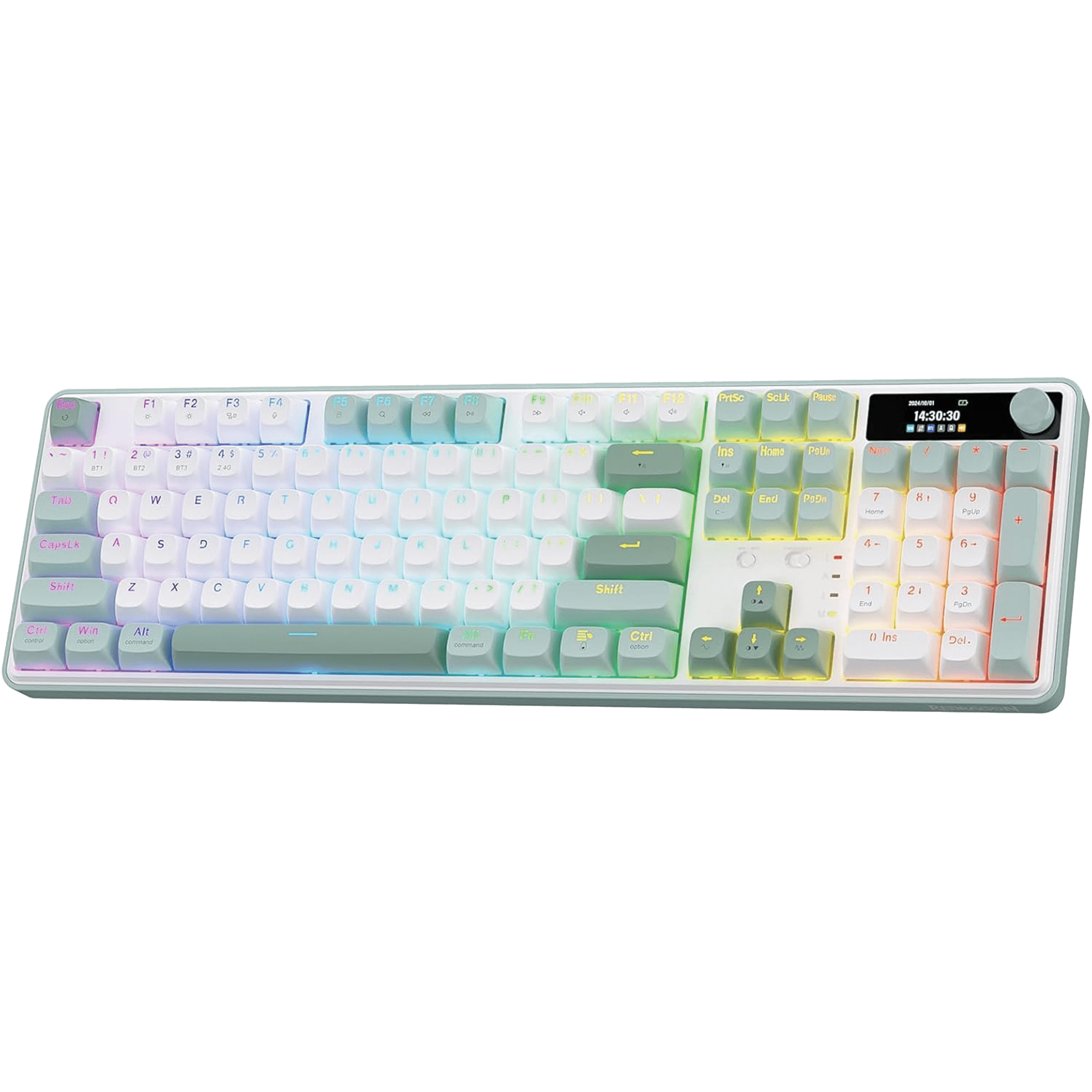 Redragon K761 Wireless Gasket Mechanical Keyboard – 104 Keys with 1.14" TFT Smart Display, Volume Knob, 5-Layer Noise Dampening, & Custom Linear Switches | – Buy Online