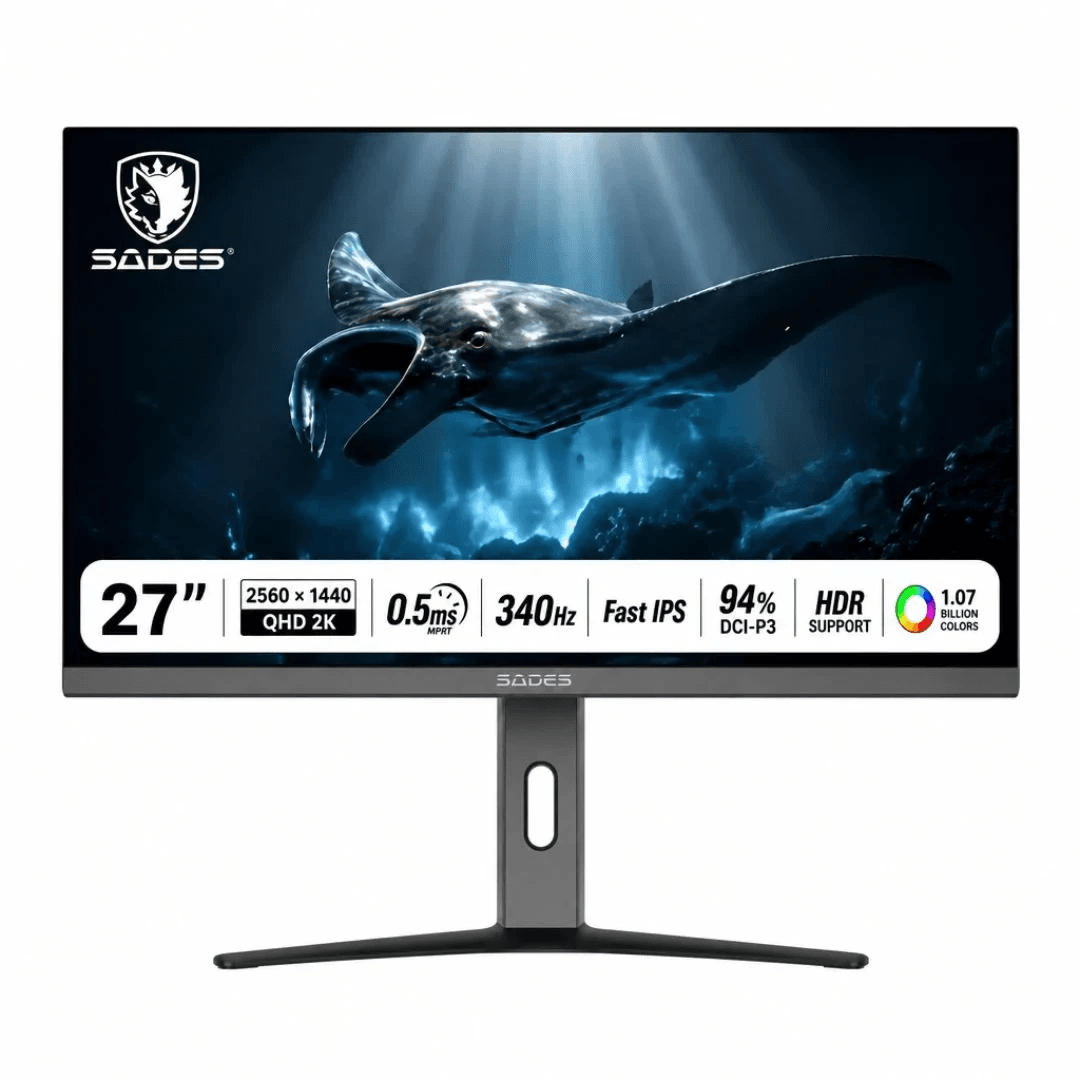 SADES Giant Manta 27" QHD 2K Fast IPS Gaming Monitor, 340Hz, 0.5ms Response, HDMI 2.1, 400 Nits, Ergonomic Stand | SA-F03Q27 – Buy Online