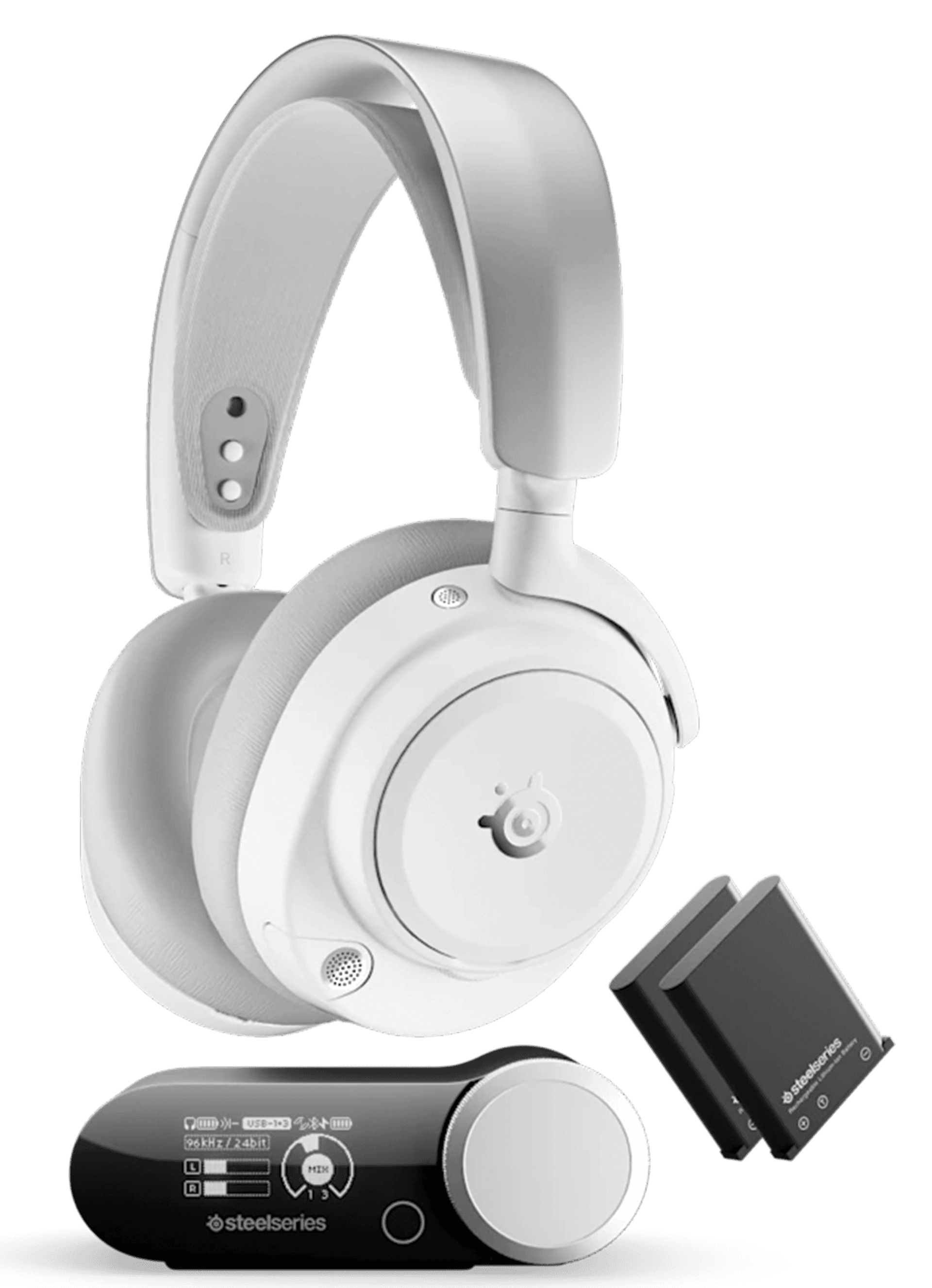SteelSeries Arctis Nova Pro Wireless Omni White Gaming Headset, Hi-Res Audio, Active Noise Cancellation, OmniPlay, Infinite Power System, White | 61722 – Buy Online