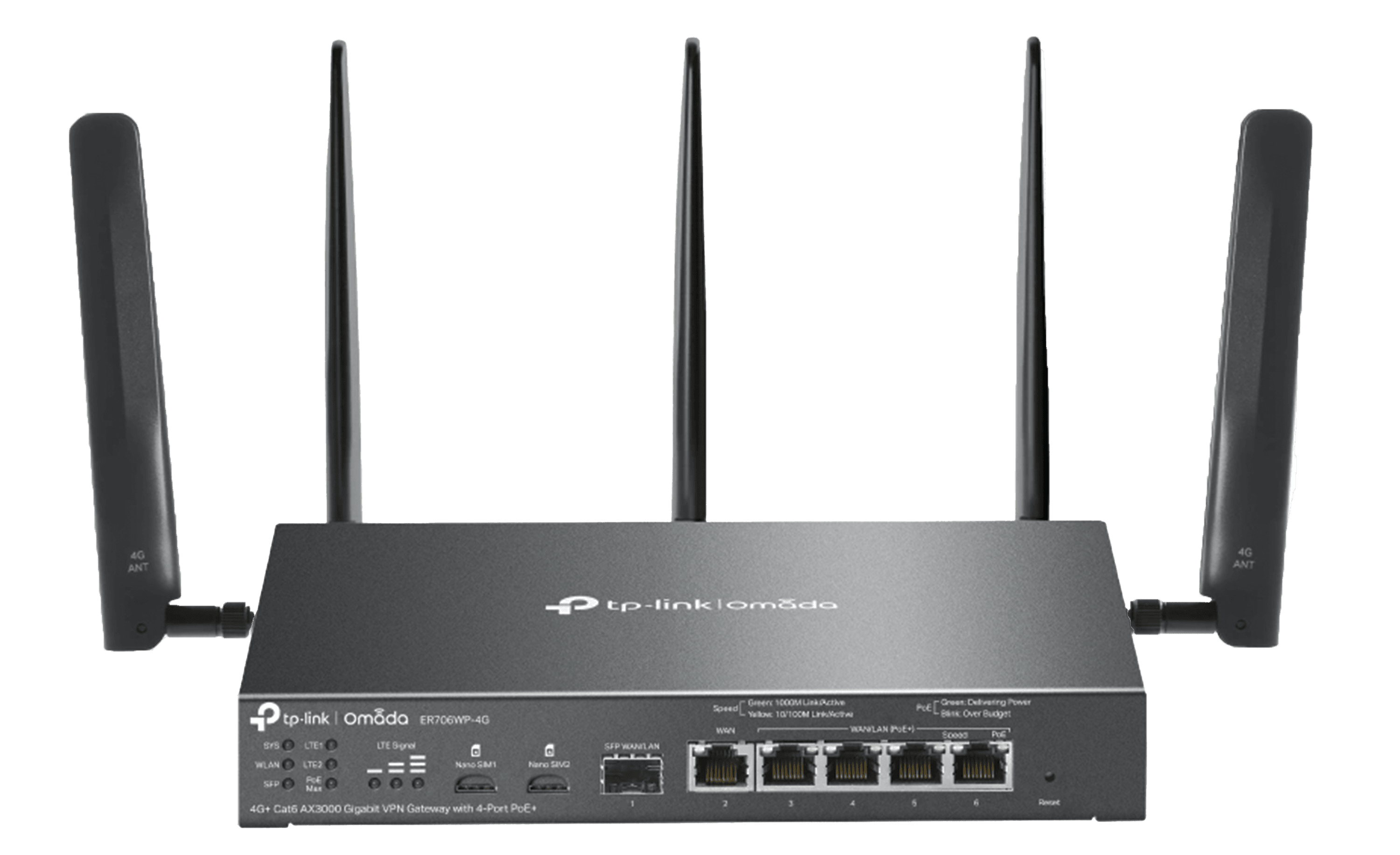 TP-Link Omada ER706W-4G AX3000 Gigabit VPN Router, 4G+ Cat6 Wireless WiFi 6, 5-Port PoE+ Output, Centralized Management | ER706WP-4G – Buy Online