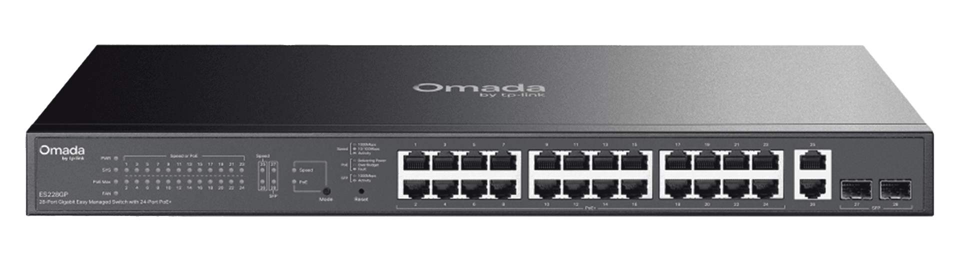 TP-Link Omada ES228GP 28-Port Gigabit Smart Managed Switch, 24-Port PoE+ (250W), 2 SFP Slots | ES228GP – Buy Online
