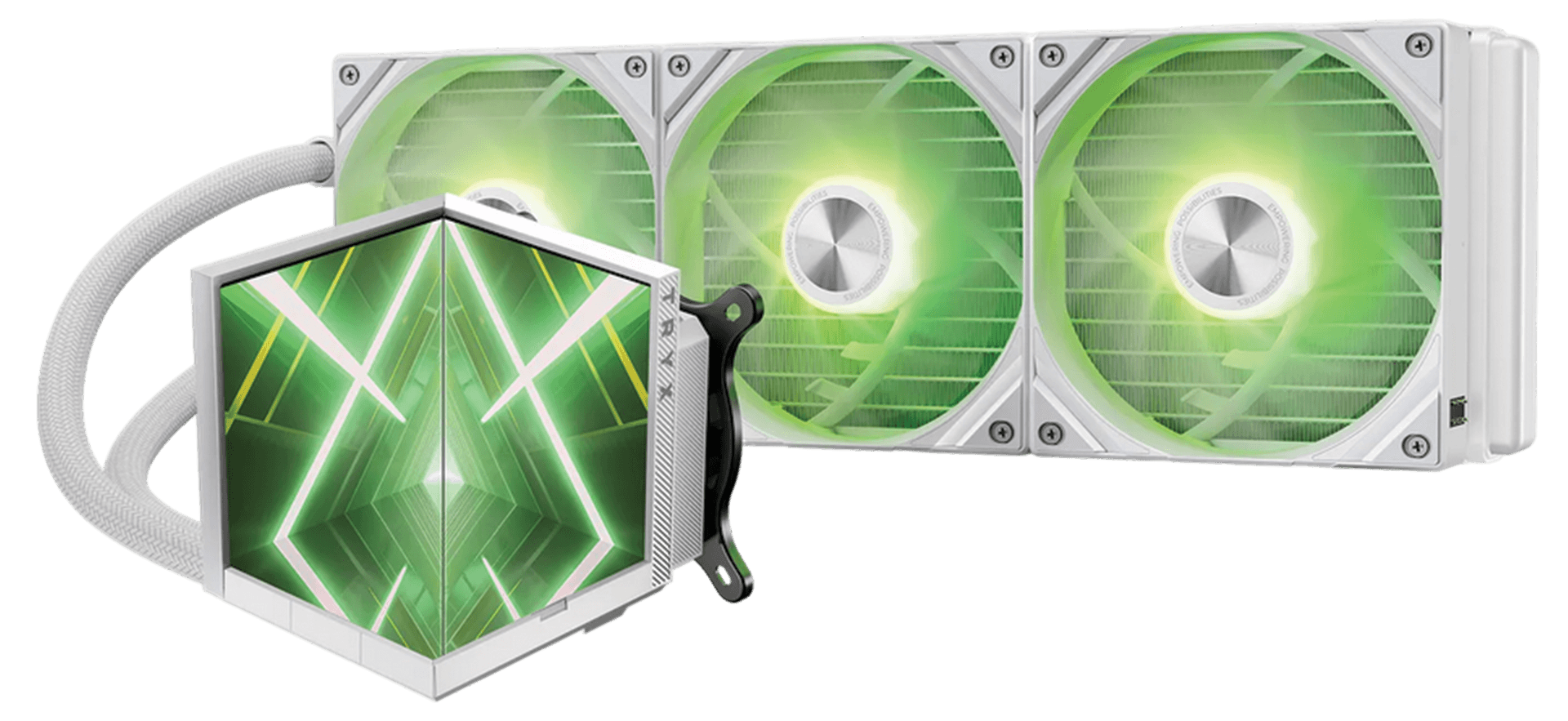 TRYX STAGE ARGB 360mm Liquid CPU Cooler with 4.0" Dual Screen, 3-Fan AIO, White | L-S360A-DM3M-G0W – Buy Online