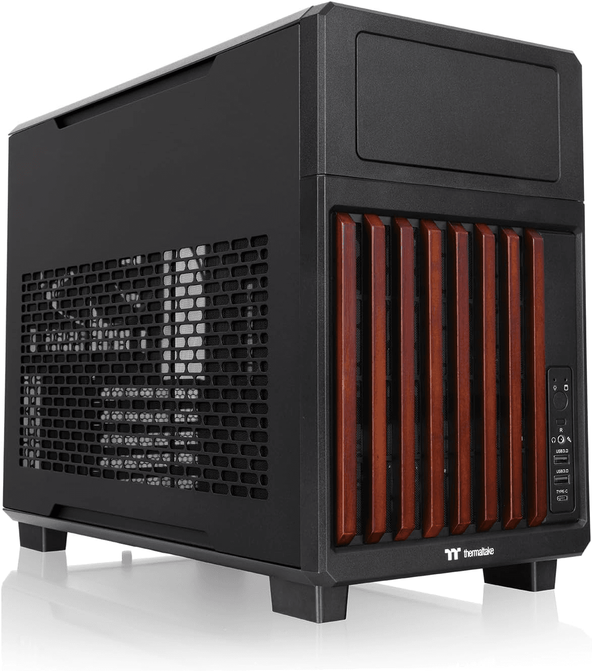 Thermaltake TR200 WS Micro-ATX Case, Black SPCC Steel, Wood Front Trim, 360mm AIO Support, Wood Edition Black | CA-11L-00S1NN-WS – Buy Online