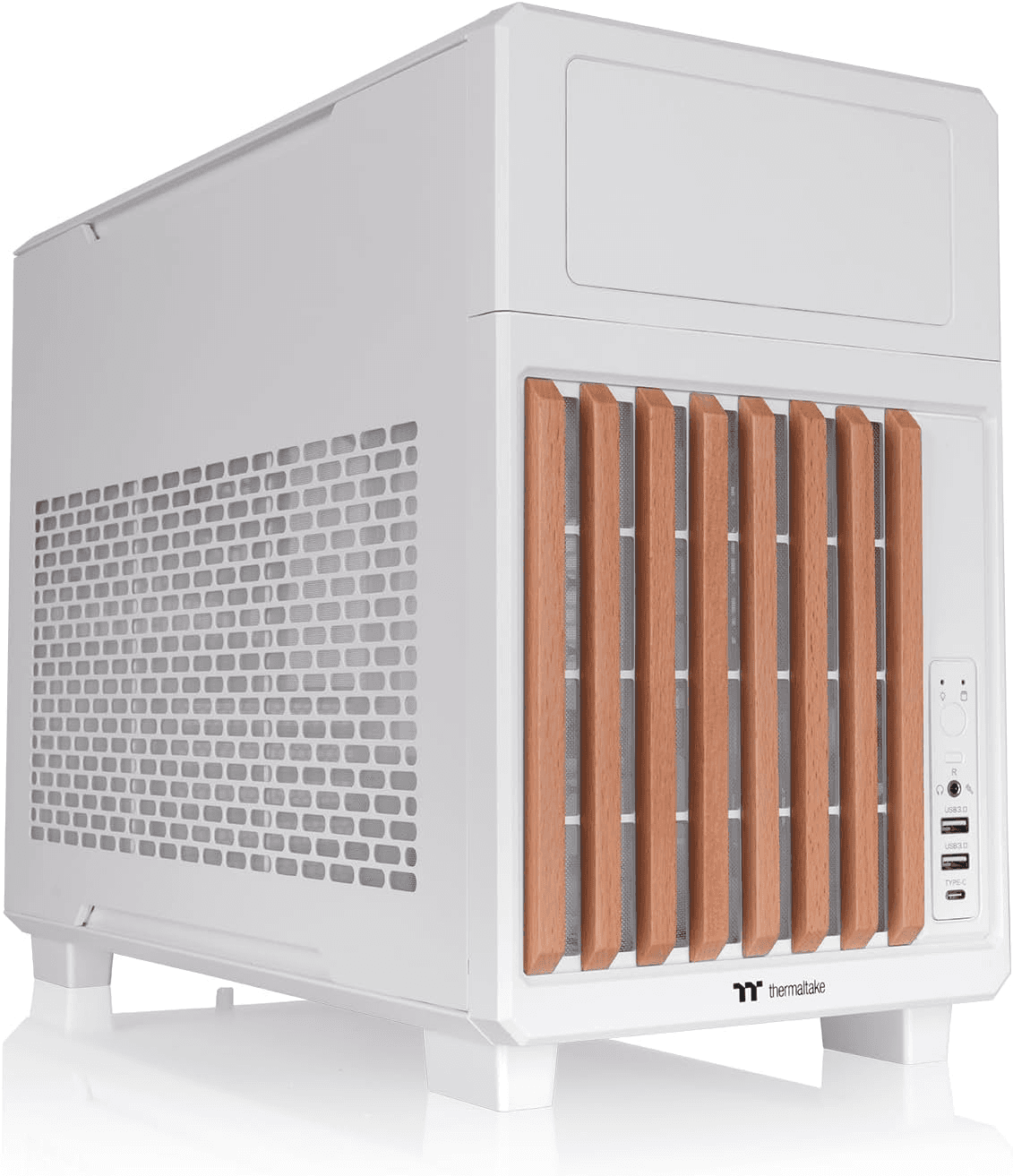 Thermaltake TR200 WS Micro-ATX Case, Snow White SPCC Steel, Wood Front Trim, 360mm AIO Support, Wood Edition Snow | CA-11L-00S6NN-WS – Buy Online