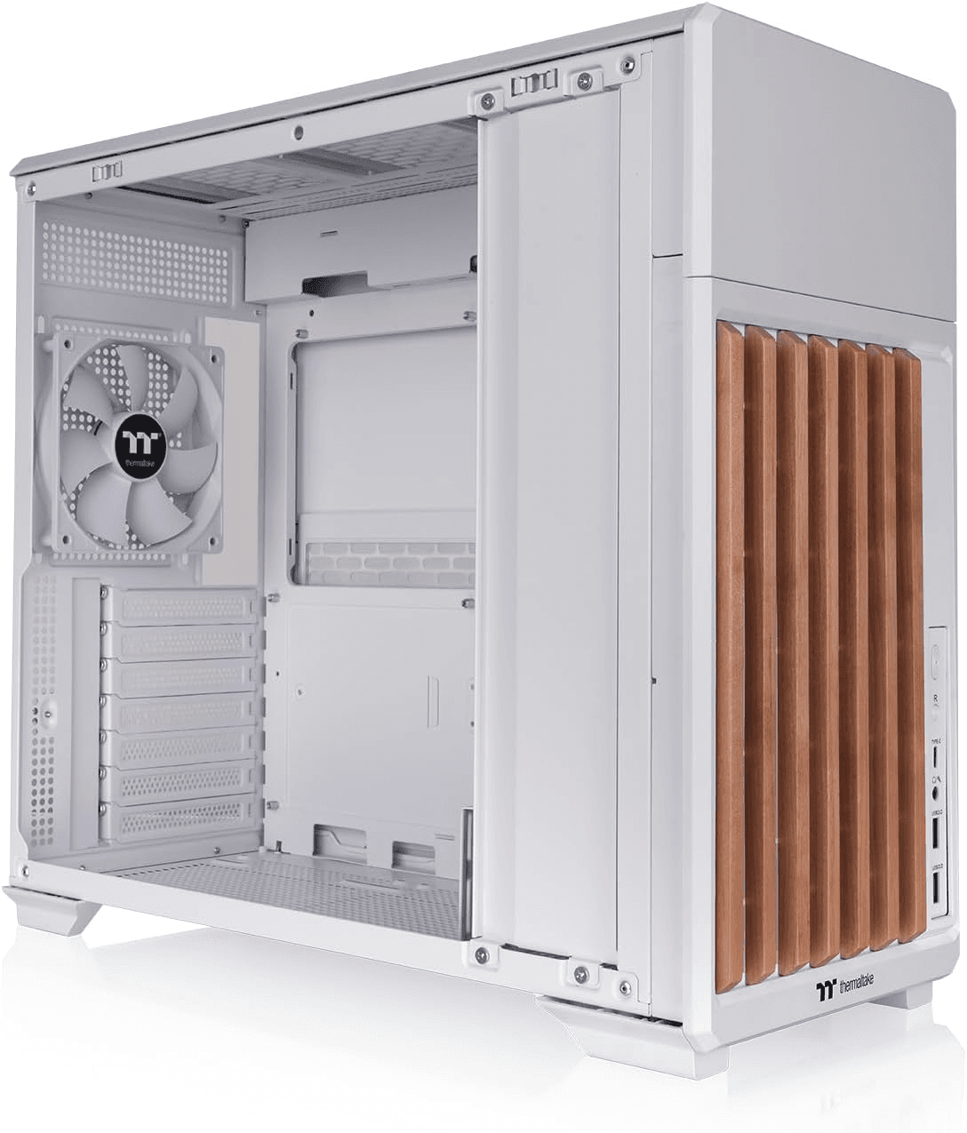 Thermaltake TR300 WS Mid Tower ATX Case, Snow White, Wood Front Trim, Tempered Glass, Wood Edition White | CA-11M-00M6WN-WS – Buy Online