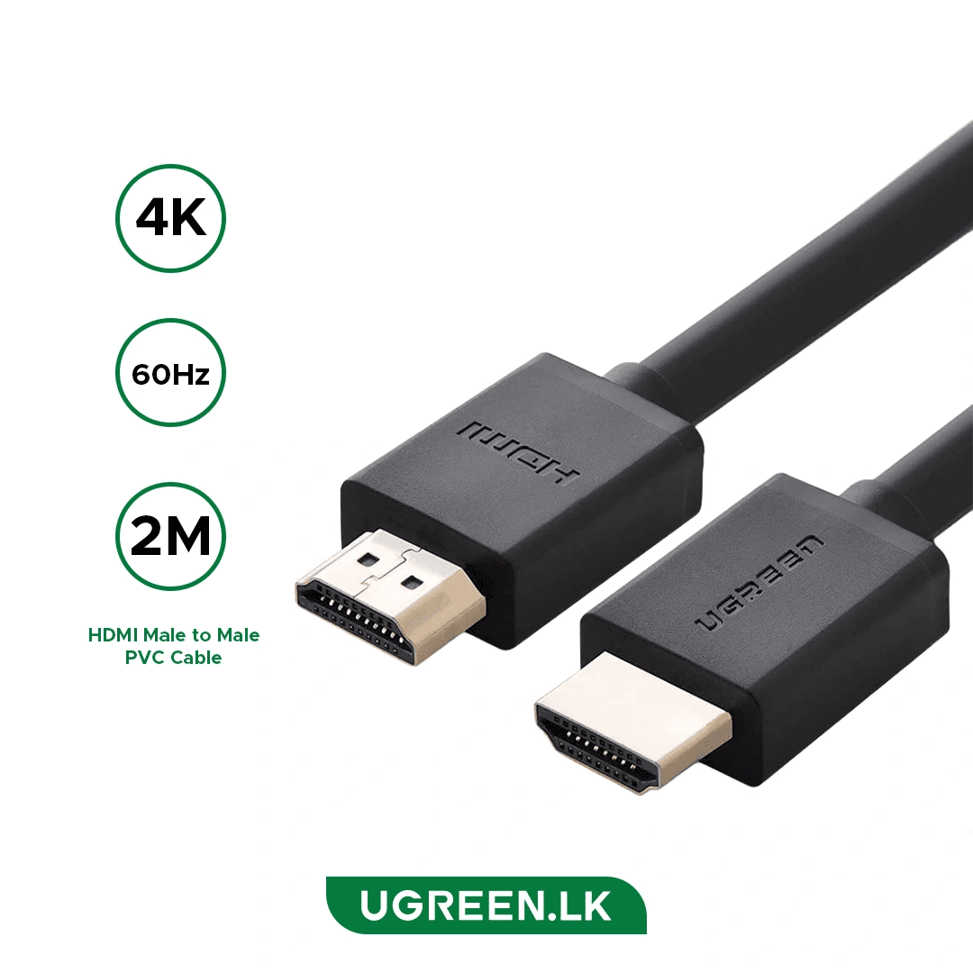 UGREEN HDMI 2.0 Cable 2-Meter High Speed 4K 60Hz HDMI Male to Male Cable, Gold-Plated, Black | HD104-10107B – Buy Online