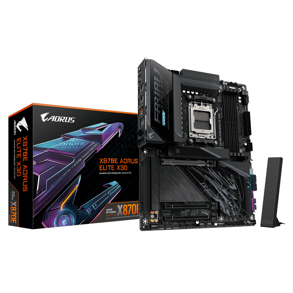 Gigabyte GIGABYTE X870E AORUS ELITE X3D Black AM5 Motherboard, Upto 9000MT/s DDR5 OC, 5GbE/Wi-Fi 7, PCIe 5.0 | X870E AORUS ELITE X3D - Color: BLACK