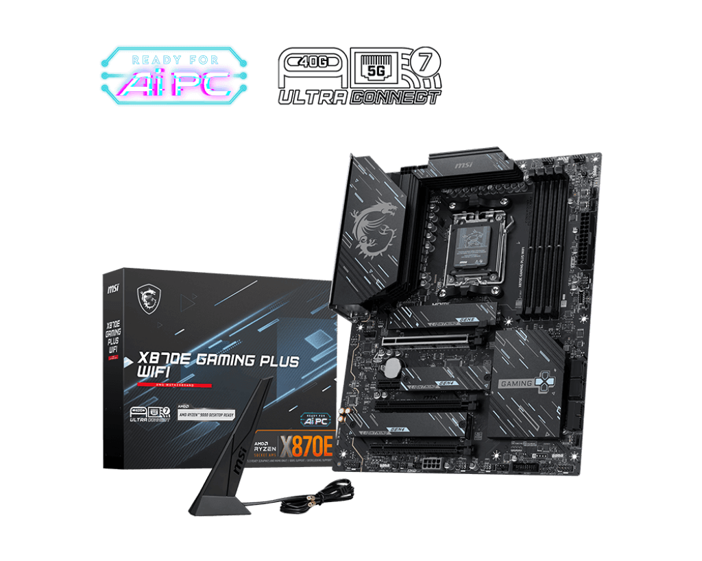 MSI X870E GAMING PLUS WIFI AM5 ATX Motherboard, 4x DDR5 UDIMM, Max Memory 256GB, 3x M.2 4x SATA 6G, Wi-Fi 7 5G LAN, BT 5.4, High-speed USB4, PCIe 5.0 | 911-7E70-001 – Buy Online