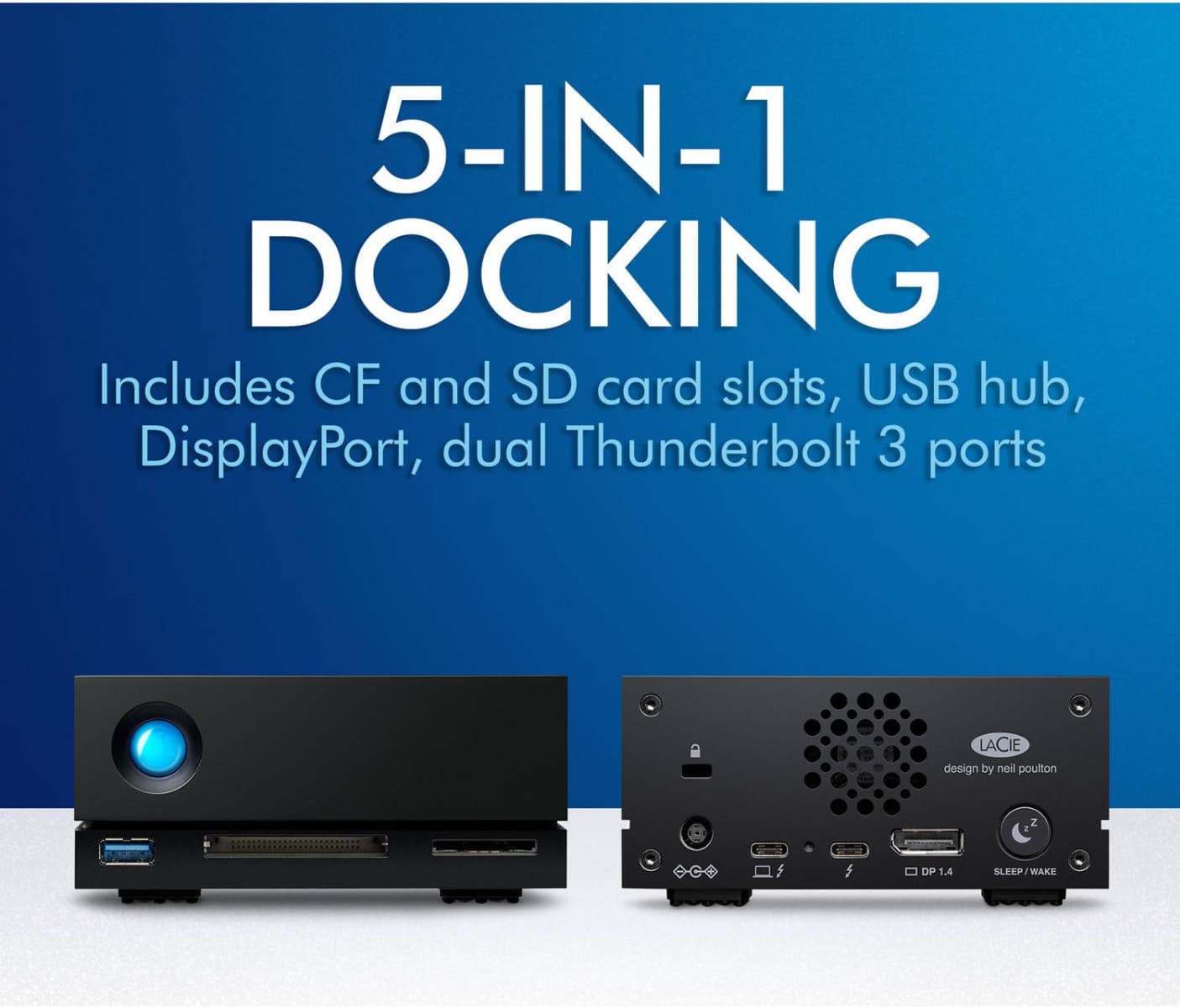 Lacie LaCie 1Big Dock 8TB External HDD, 7200 RPM, Up to 280 MB/s Data Transfer Speed, Up to 70W Charging Power, USB / USB 3.0 / Thunderbolt Interface, Windows & Mac Compatible, Black | STHS8000800 - product view 1 of 7
