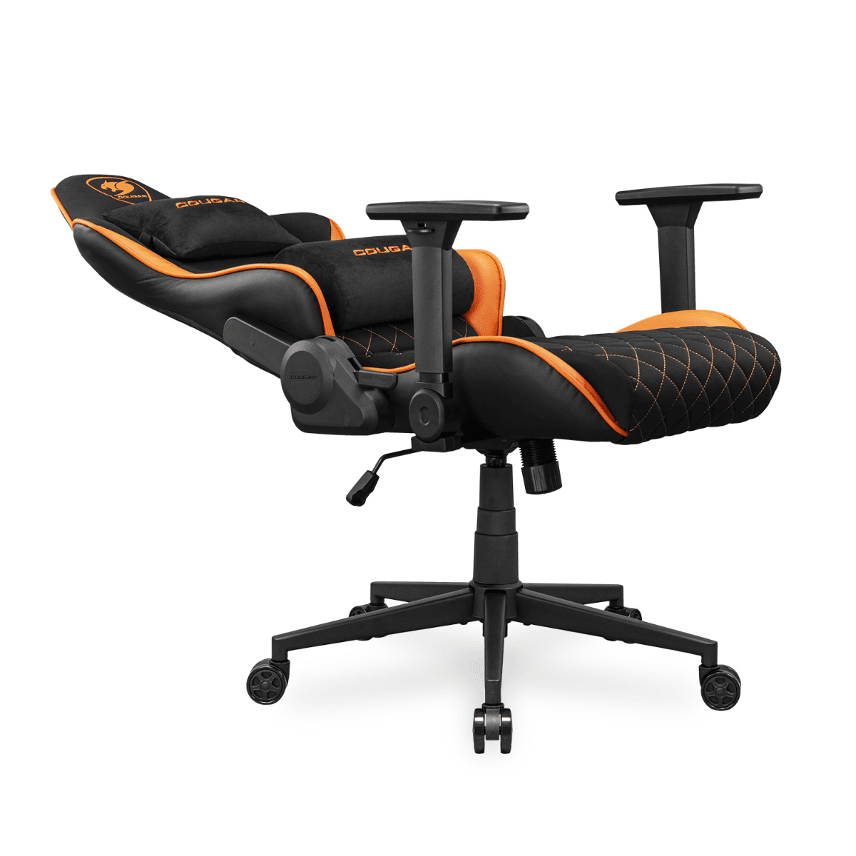 Cougar Cougar Armor One V2 F Gaming Chair, Woven Fabric Surface, 4D Folding Armrests, 155 Reclining, Piston Lift Height Adjustment, Up to 12kg Weight Support, Black / Orange | 3MA2FORB.0001 - product view 3 of 5