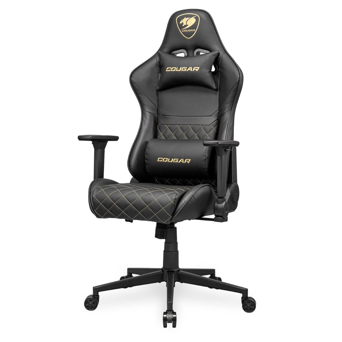 Cougar Cougar Armor One V2 Gold Gaming Chair, PVC Leather Surface, 4D Folding Armrests, 155?? Reclining, Piston Lift Height Adjustment, Up to 12kg Weight Support | 3MAO2GLB.0001 - product view 2 of 5