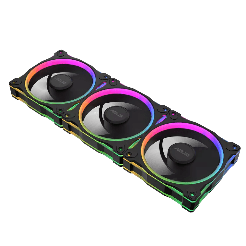 ASUS Prime MR120 ARGB Reverse 120mm Black Case Fan - Triple Pack, 1600 rpm (+/-10%) Speed, 58 CFM Airflow, 1.38 mm H2O Pressure, 23 dB(A) Noise Level | 90DA00L0-B09020