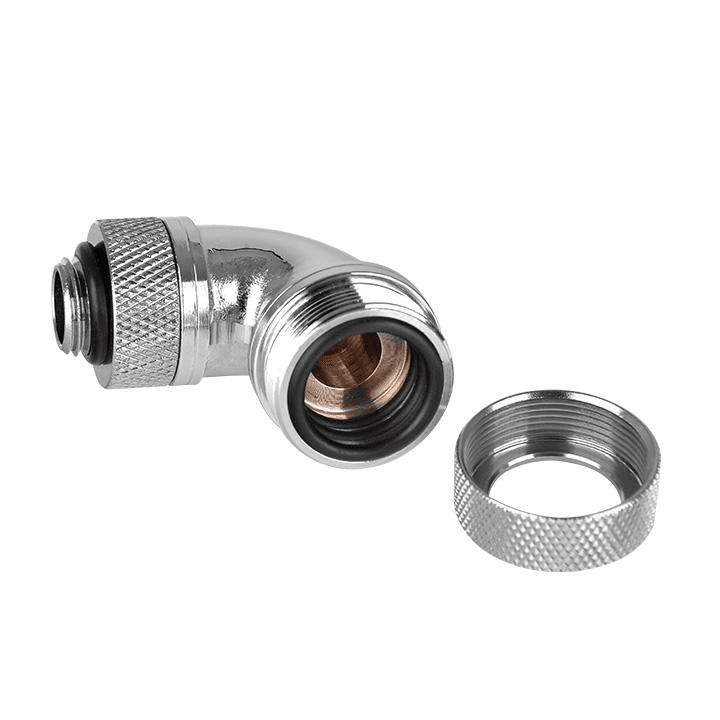 Thermaltake Pacific DIY LCS Chrome G1/4 PETG 16mm (5/8") OD Tube 90 Degree Compression Fitting Cooling CL-W097-CA00SL-A