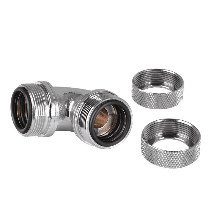 Thermaltake Pacific PETG Tube 90-Degree Dual Compression 16mm OD - Chrome CL-W099-CA00SL-A