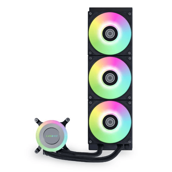 Lian Li GA II Lite 360 RGB 360mm AIO Liquid Cooler with Rotatable Logo, High-performance pump up to 3800 RPM, Customizable ARGB blockhead, 79 CFM Fan Air Flow, 5.1 mmH20 Fan Static Pressure, Black | GA2L36RB