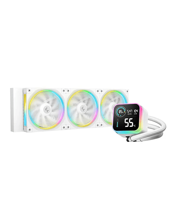 Deepcool LQ360 360mm Halo ARGB AIO Liquid Cooler, Gen 5 Pro ARGB Halo Magnetic Pump Head Cover, 3400 RPM??10% Pump Speed, 3x FD12 ARGB Fans, White | R-LQ360-WHDSMC-G-1