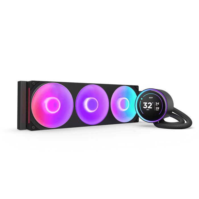 NZXT Kraken Elite 420 RGB 420mm AIO Liquid Cooler with 2.72" IPS LCD & RGB, NZXT Turbine Pump, 1,200 - 2,800 ?? 300 RPM Motor Speed, 3.2 mm H2O Static Pressure per fan, Black | RL-KR42E-B2