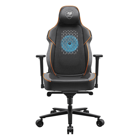 COUGAR NxSys Aero Gaming Chair with Integrated RGB Fan & Premium PVC Leather, Adjustable 3D Armrests, Elastomeric Mesh, Durable Steel Frame, 3" Wheels, 160kg Max Weight, Black-Orange | 3MARP0RB.0001 – Buy Online