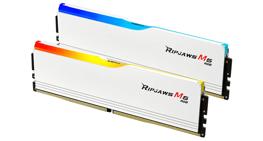 G Skill Ripjaws M5 RGB DDR5 96GB (2x48GB) White Memory Kit (RAM), Intel XMP, 6400MTs, CL32-39-39-102 1.35V | F5-6400J3239F48GX2-RM5RW – Buy Online