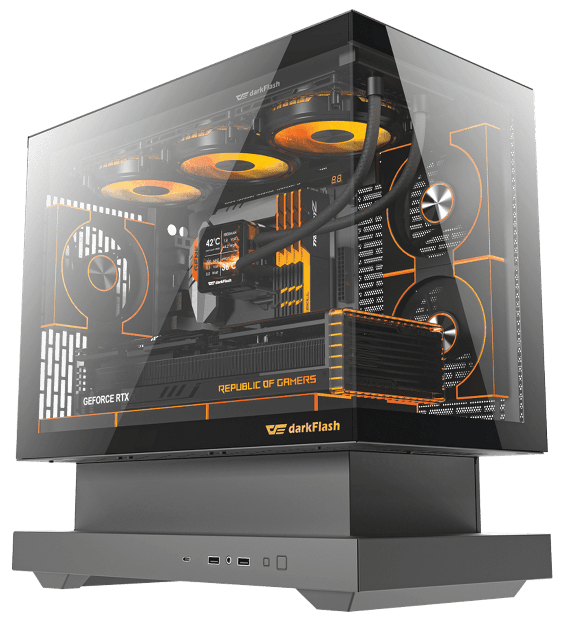 darkFlash Floatron F1 Black Gaming Case, 6 ARGB Fans Included, Panoramic Tempered Glass, M-ATX ITX Support, High Airflow Mini Tower | F1-BLACK+DM8 LINE*6 – Buy Online