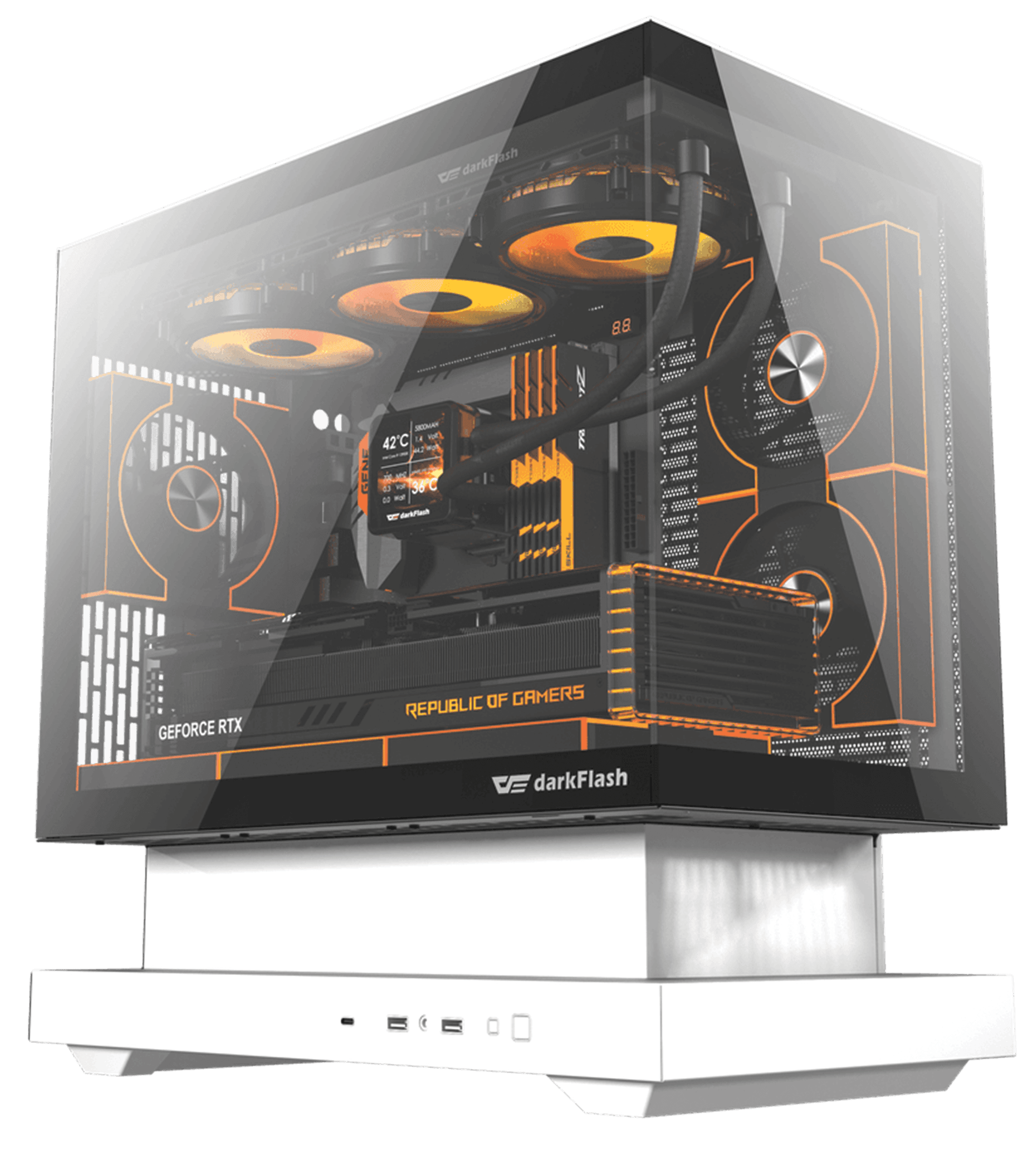 darkFlash Floatron F1 Black & White Gaming Case, 6 ARGB Fans Included, Panoramic Tempered Glass, M-ATX ITX Support, High Airflow Mini Tower | F1-B&W COMBO+DM8 LINE*6 – Buy Online