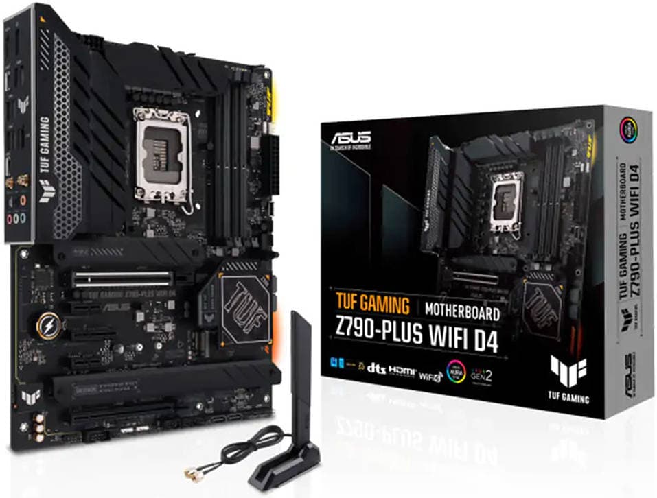 Asus ASUS TUF GAMING Z790 PLUS WIFI D4 DDR4 ATX Motherboard, Intel Socket LGA1700, Intel Z790 Chipset, 2.5Gb Ethernet, Wi-Fi 6, BT v5.2, 4xM.2 & 4xSATA 6Gb/s Ports, HDMI/ DP | 90MB1CR0-M0EAY0 - product view 1 of 3