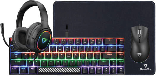 GamerTek Power Pack V2 4-in-1 Gaming Bundle, 68-Key Red Switch Keyboard, 12800 DPI Mouse, 50mm Headset, Desk Mat, Black | 76024 – Buy Online