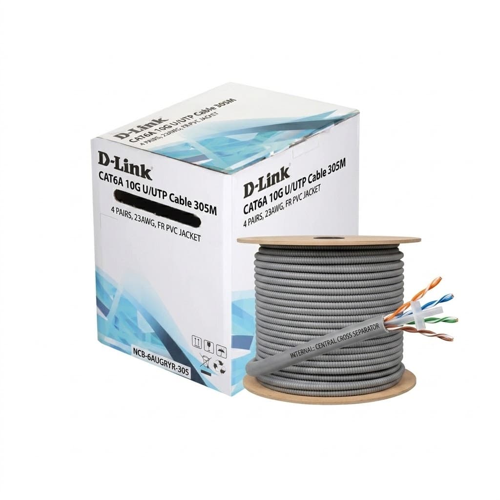 Cat6A 10G U/UTP 23AWG Cable Rolls, 4 Pairs Unshielded Twisted Pair (U/UTP) Cable, FR PVC Corrugated Jacket Central Cross separator, Available in 305 mtr MDF spools in a box, Gray | NCB-6AUGRYR-305 – Buy Online