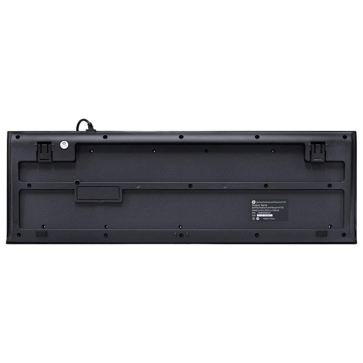 HP KM100 Gaming Wired Keyboard and Mouse, 104 Keys, 8x RED Replaceable Keys, Water-Proof Design, Infrared Optical Tracking, Up to 1600 DPI, 1.5m Cable Length, English Layout, Black | 1QW64AA#UUF-ENG