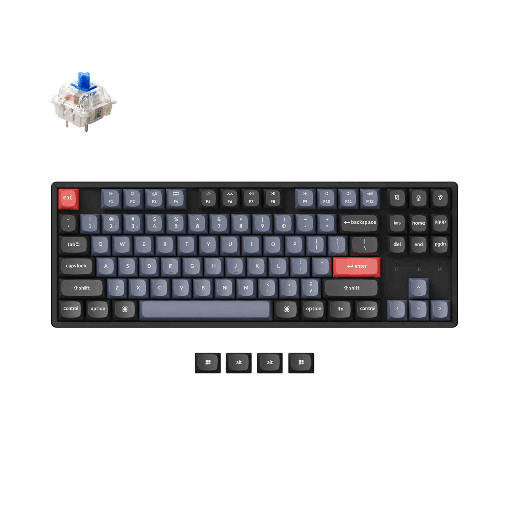 Keychron Keychron K8 Pro QMK/VIA Wireless Mechanical Keyboard, QMK/VIA Programmable, BT / Wired, RGB Backlight Aluminum Frame Tenkeyless, Hot-Swappable, ENG-ARAB Keyboard, Gateron G Pro Red Switch | K8P-J1-AR - product view 1 of 6
