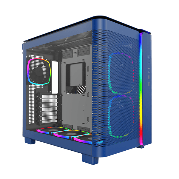 Montech Montech KING 95 PRO Middle Tower Case, Duo Airflow Modes ( Turbo Mesh Mode & Elegant Glass Mode ), SPCC/Tempered glass, 4x120mm ARGB PWM Fans, Type-Cx1/USB3.0x2/Mic/Audiox1/LED Buttons | King 95 Pro Blue - product view 2 of 14