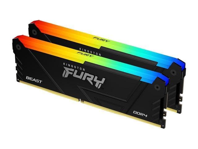 Kingston Kingston FURY Beast RGB Black 64GB (2x32GB) DDR4 3600MT/s RAM, CL18 XMP, Non-ECC Unbuffered DIMM (2 Memory Kit) 1.35V 288-pin 16Gbit | KF436C18BB2AK2/64 - product view 2 of 2