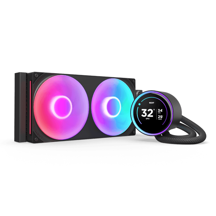 NZXT Kraken Elite 280 RGB 280mm Black AIO Liquid Cooler with 2.72" IPS LCD & RGB, 98.61 CFM Airflow, 3.2 mm H???O Pressure, Fluid Dynamic Bearing | RL-KR28E-B2