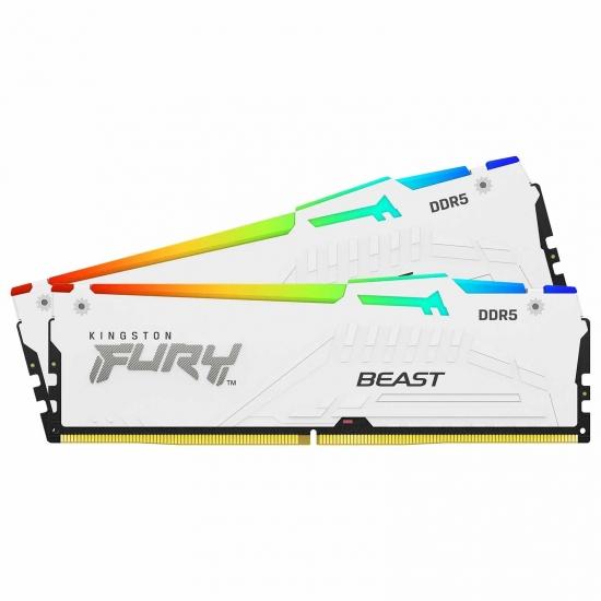 Kingston FURY Beast RGB 64GB (2x 32GB) DDR5 Desktop Memory, 6400 MHz Memory Speed, CL32 CAS Latency, 288-Pin Kit, Intel XMP 3.0 & AMD EXPO, White | KF564C32BWEAK2-64 – Buy Online