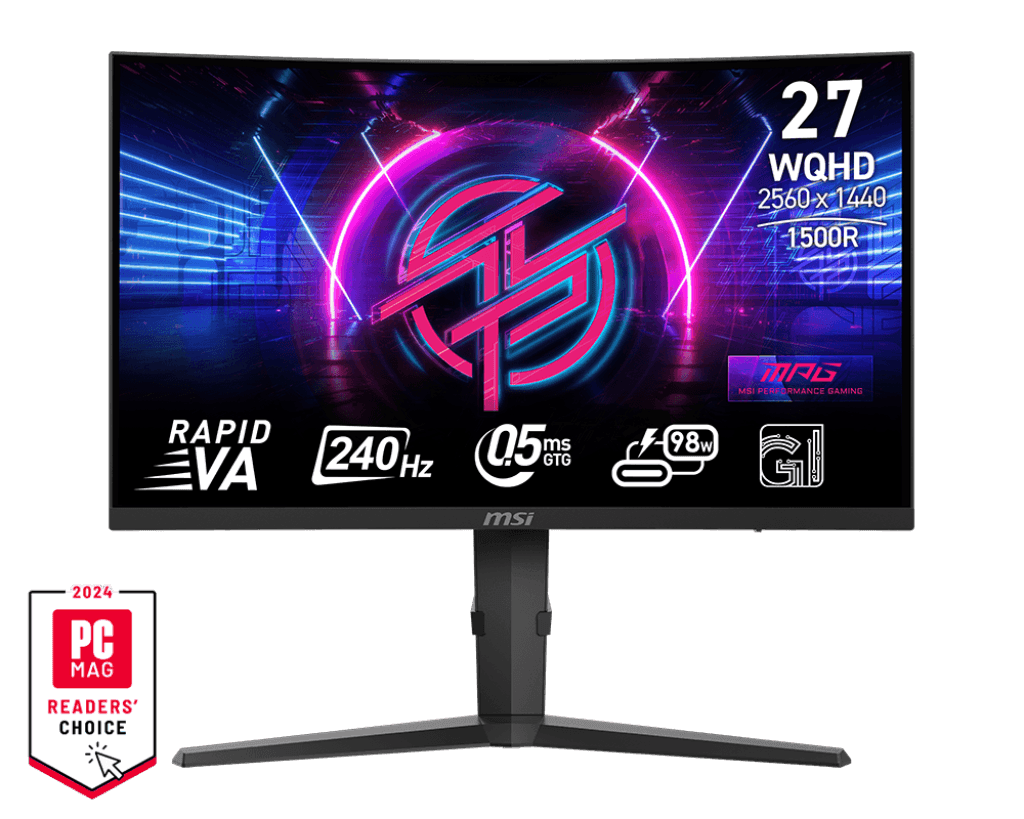MSI MPG 275CQRXF 27-Inch Curved 2K 240Hz Gaming Monitor, 2560x1440 (WQHD), 0.5ms (GtG, Min.), Rapid VA Panel, VESA DisplayHDR 400, sRGB 120%. Adjustable Stand, HDMI, Type-C, DP, Anti-glare | 9S6-3CD04H-063