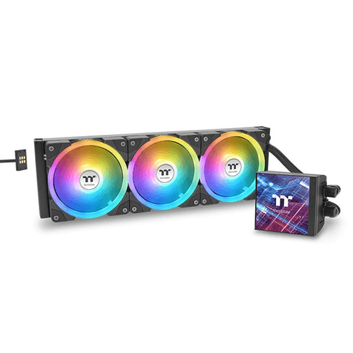 Thermaltake MAGFloe 360 Ultra ARGB Sync 360mm AIO LCD Liquid Cooler, 3.95??? square LCD Display, Customization Through Smartphones, 3x SWAFAN EX Swappable Fan Blade Fans, Motor Speed PWM 1500~3300 RPM, Black | CL-W432-PL12SW-A