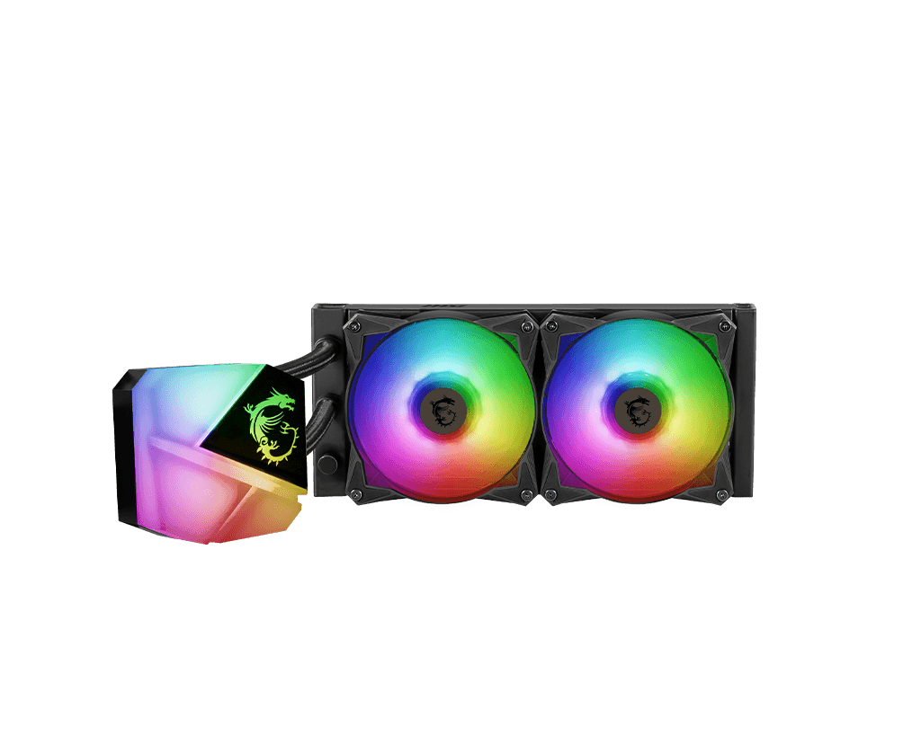 MSI Mag CoreLiquid C240 240mm ARGB CPU Cooler, 500 - 2000 RPM Fan Speed, 12V DC Rated Voltage, Two Ball Bearing, 78.73 CFM Airflow, 14.3 - 34.3 dBA Noise Level, 2 Fans, Black | 306-7ZW2R11-813 – Buy Online