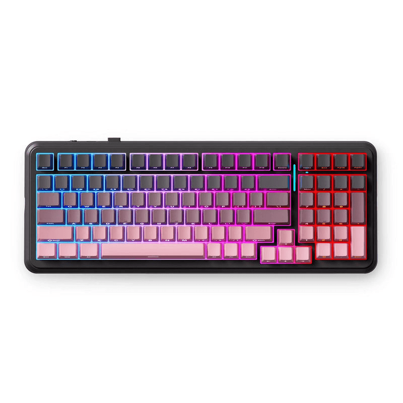 MCHOSE MCHOSE K99 V2 Wireless Gasket Mechanical Keyboard, 98% Layout, Icy Creamsicle Switches, & 8000mAh Battery, Mountains Gradient | MC-K99V2-7 - Color: Black Pink