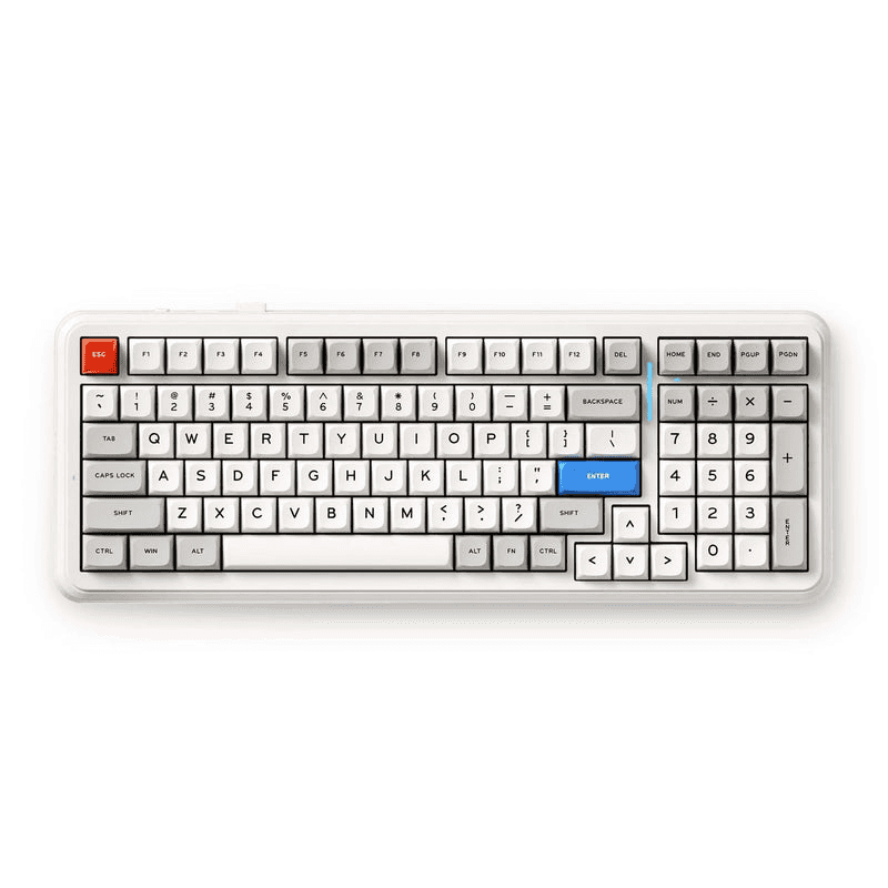 MCHOSE MCHOSE K99 V2 Wireless Gasket Mechanical Keyboard, 98% Layout, Icy Creamsicle Switches, & 8000mAh Battery, Mountains Gradient | MC-K99V2-7 - Color: Retro White