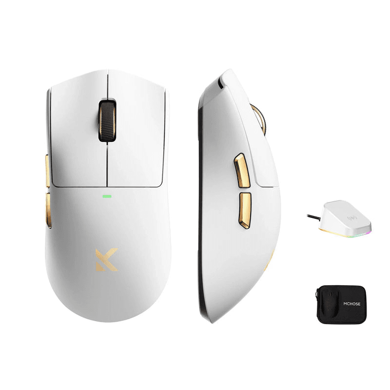 MCHOSE K7 Ultra Wireless Gaming Mouse, PAW3950 Sensor, 8K Polling Rate, & 2-in-1 Magnetic Charging Dock, White Gold | MC-K7-7 – Buy Online