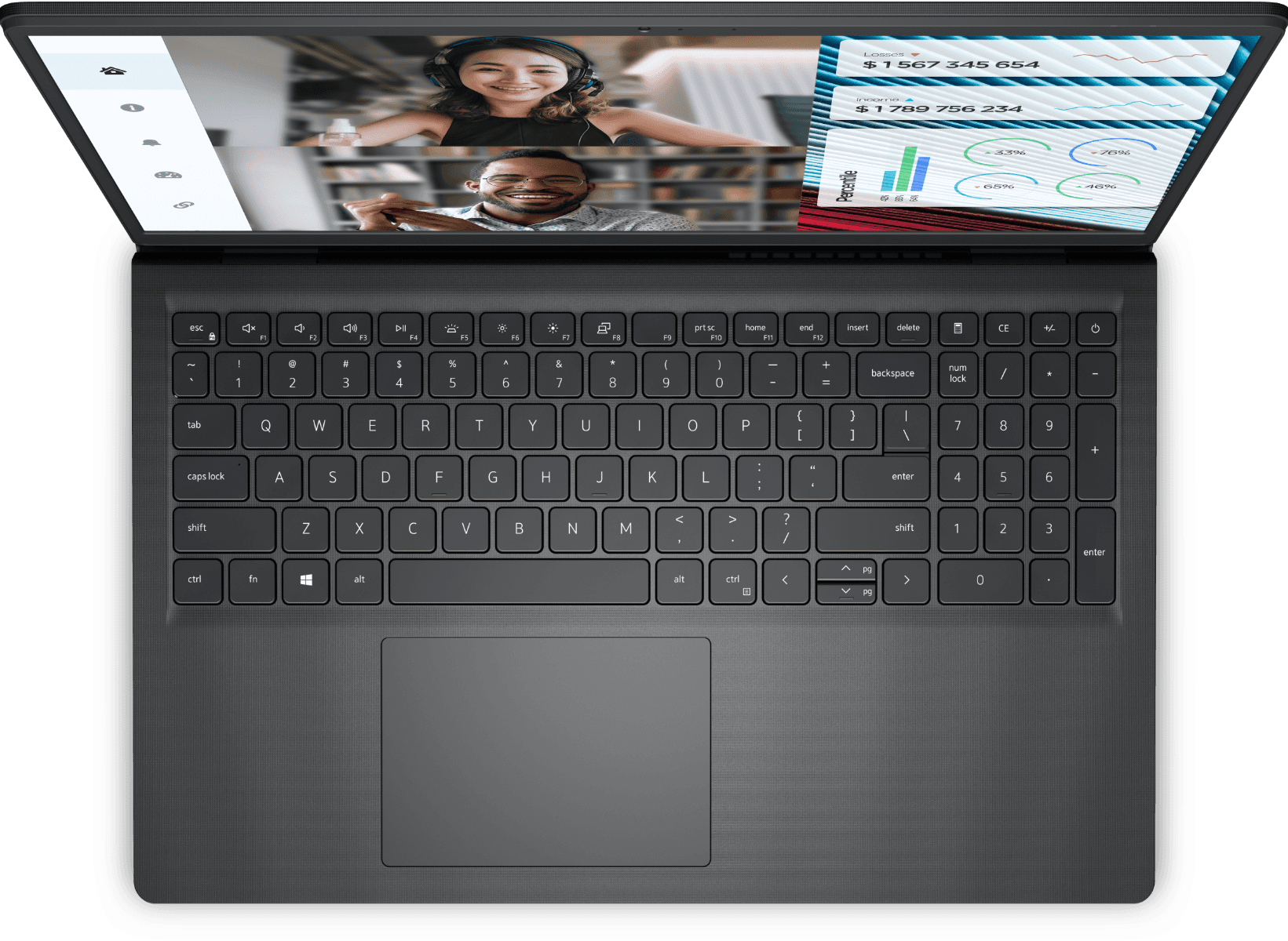 Dell Dell Vostro 3520 Intel Core i7-1255U 8GB RAM 512GB SSD Intel Shared Graphics 15.6??? Dos Laptop - Black - product view 3 of 8