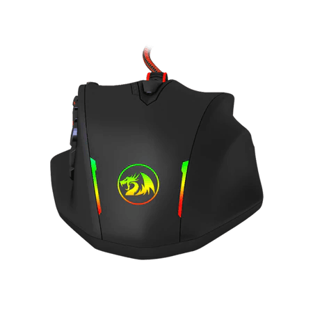 Redragon Redragon M908 IMPACT MMO Gaming Mouse, 12,400 DPI, 18 Programmable Buttons, Weight Tuning Cartridge, 12 Side Buttons, Black | M908 - product view 3 of 4