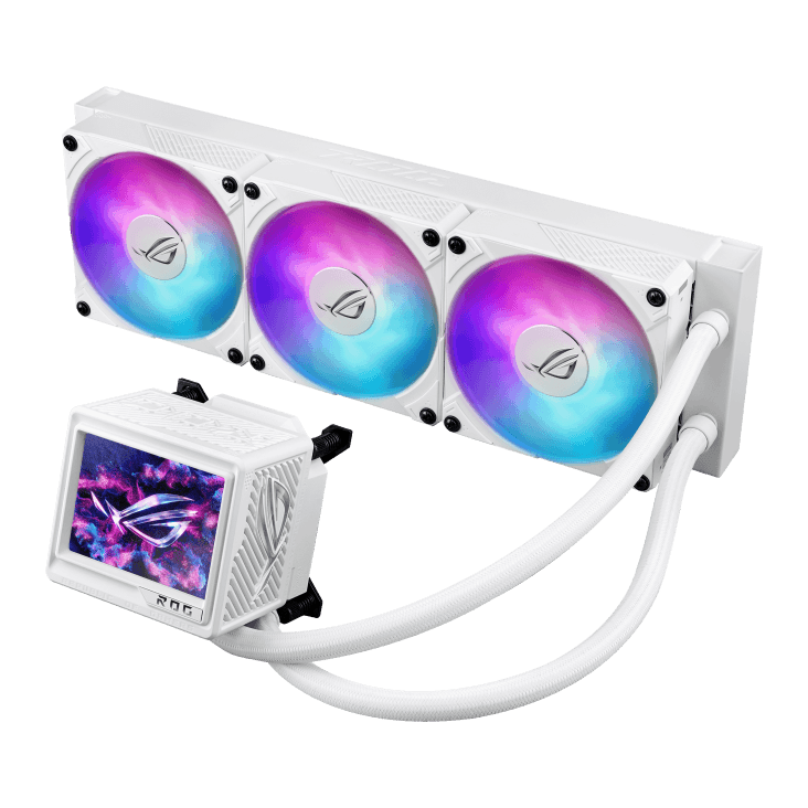 ASUS ROG RYUJIN III 360 ARGB Extreme White Edition AIO LCD Liquid Cooler, 3.5" Full Color LCD, 5100 RPM +/- 10% Speed, 5.53 mmH2O Air Pressure, 21.08 CFM Air Flow | 90RC0132-M0EAY0