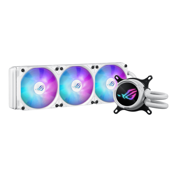 ASUS ROG Strix LC III 360 ARGB LCD CPU Liquid Cooling, 3x ROG STRIX AF-12S ARGB 120mm Fans, 2200 RPM Fan Speed, 70.38 CFM Air Flow, 360mm Radiator, 360?? Rotating ROG Logo, White | 90RC00W2-M0UAY0 – Buy Online