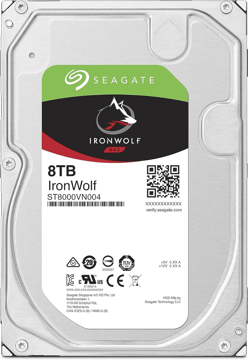 Seagate Seagate IronWolf 8TB NAS Hard Drive, 7200 RPM, SATA 6.0Gb/s, 256MB Cache, CMR 3.5" Internal HDD 256MB Cache | ST8000VN004 - product view 2 of 3