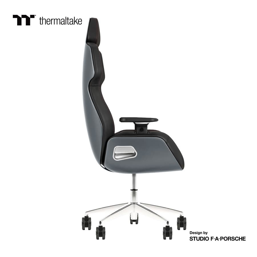 Thermaltake Thermaltake Argent E700 Real Leather Gaming Chair, Design by Studio F. A. Porsche, 4D Adjustable Armrests, Wire-Control Mechanism, 4 Gas Lift-Space Gray - product view 2 of 6
