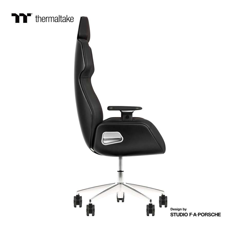 Thermaltake Thermaltake Argent E700 Real Leather Gaming Chair, Design by Studio F. A. Porsche, 4D Adjustable Armrests, Wire-Control Mechanism, 4 Gas Lift-Storm Black - Color: Storm Black